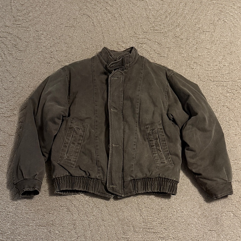 Vintage Men's Brown Denim Bomber Jacket